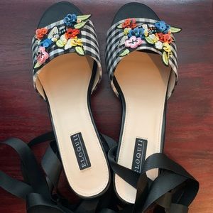 Eloquii Checkered Floral Decal Lace-Up Heels Size 10